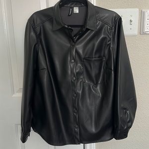 H&M Faux Leather Oversized Shirt